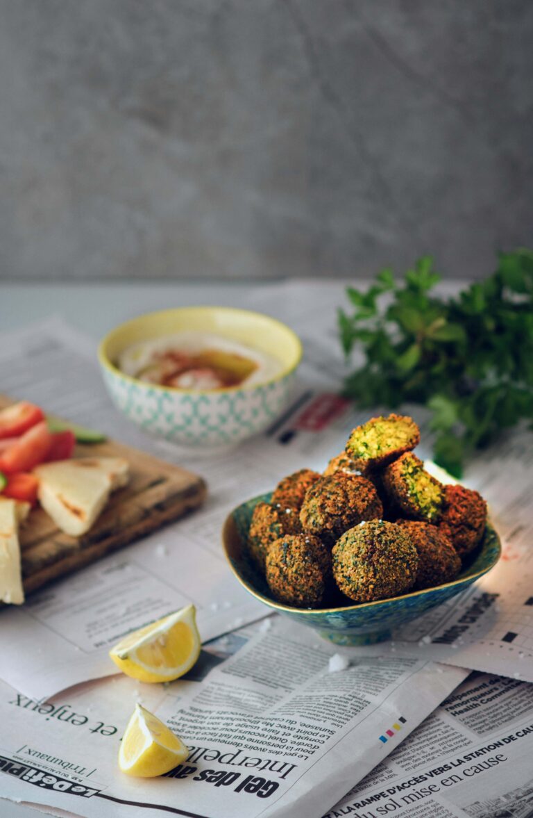 falafel pie in a plate on a table